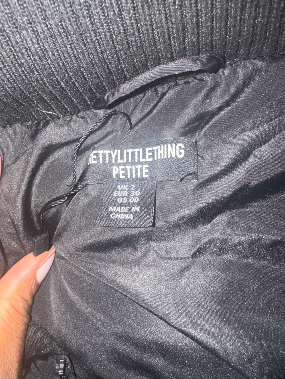 PrettyLittleThing Petite Black Bomber Jacket